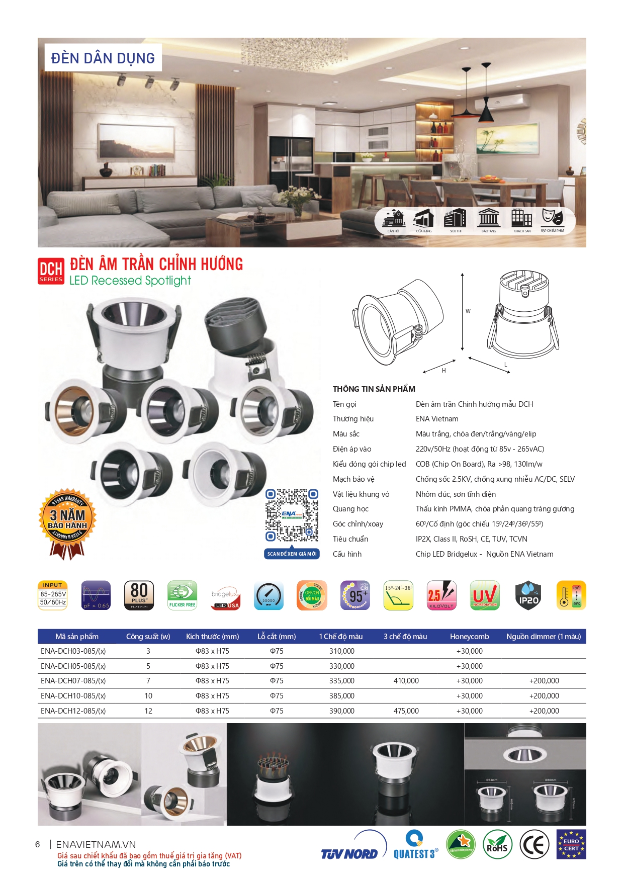 Bảng giá đèn led Ena 2026